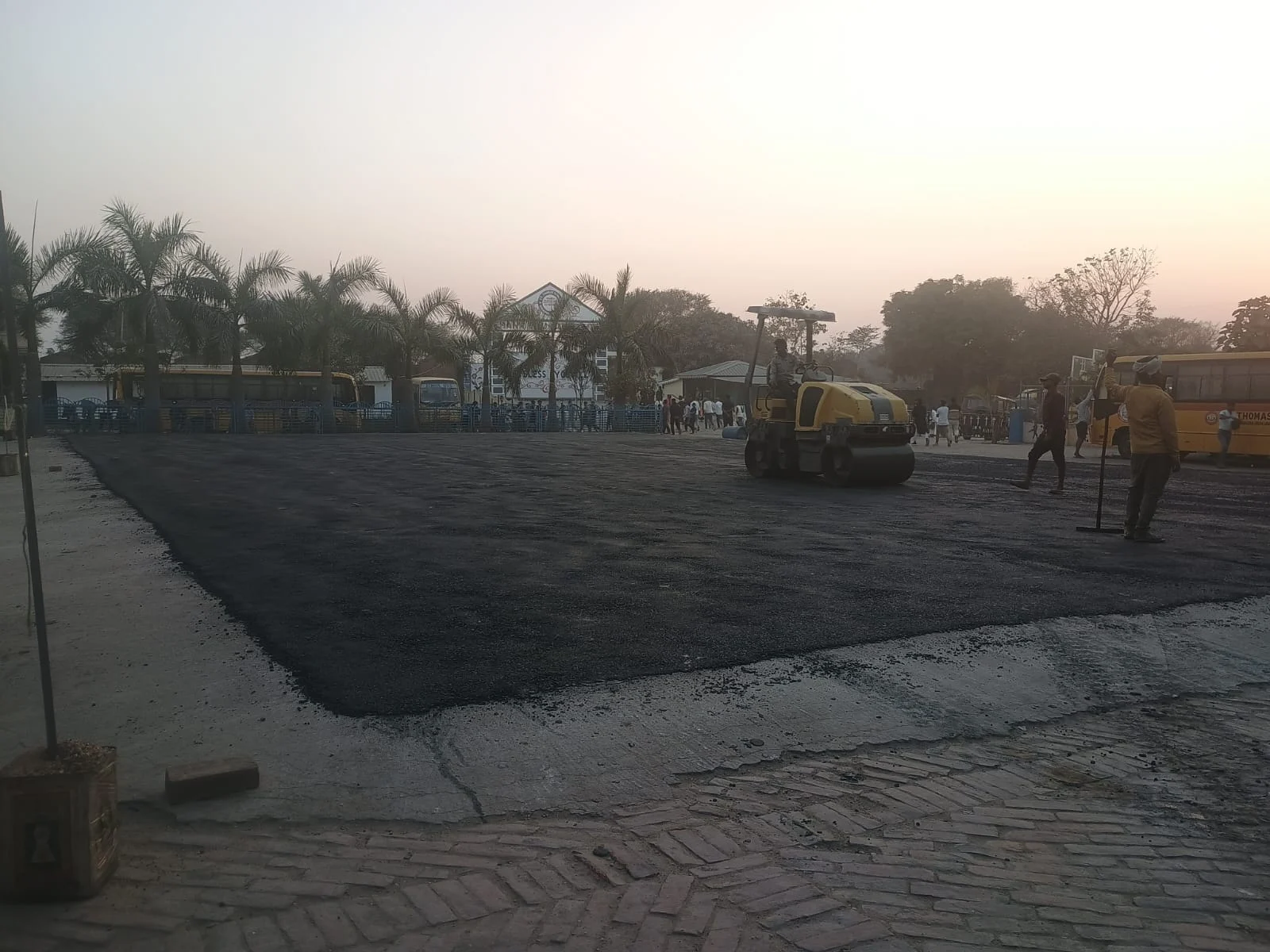 Basketball court base preparation at St Thomas School, Govindpur, Godda, Jharkhand
